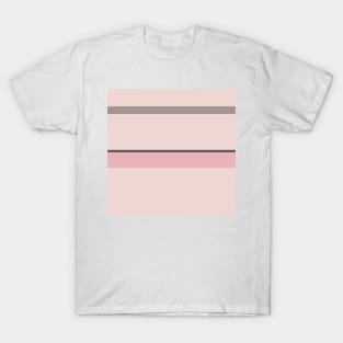 A fashionable mixture of Wenge, Spanish Gray, Lotion Pink and Soft Pink stripes. T-Shirt